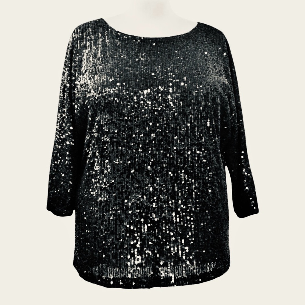EUC- Cable & Gauge Green Sequin Popover Top